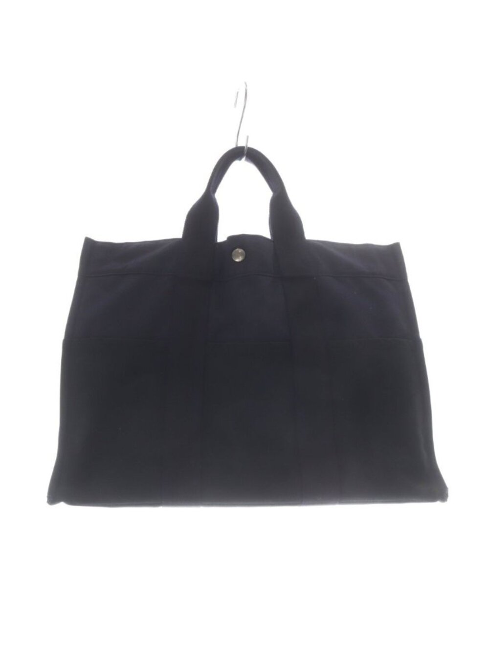 Hermes Fourre Tout Handbag Canvas Tote Navy Black